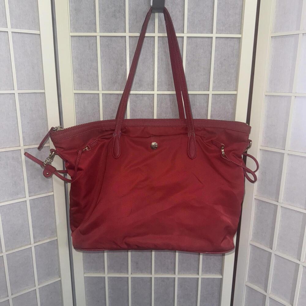 JPK Paris 75 Designer Minimalist Canvas Carry Travel Red Crimson Tote Bag Purse